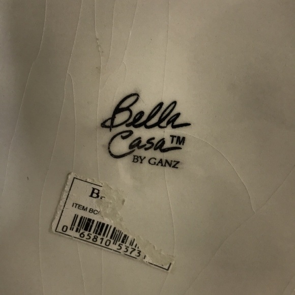 Bella Casa Ceramic platter hen&rooster green border black/white checked squares - Picture 4 of 5